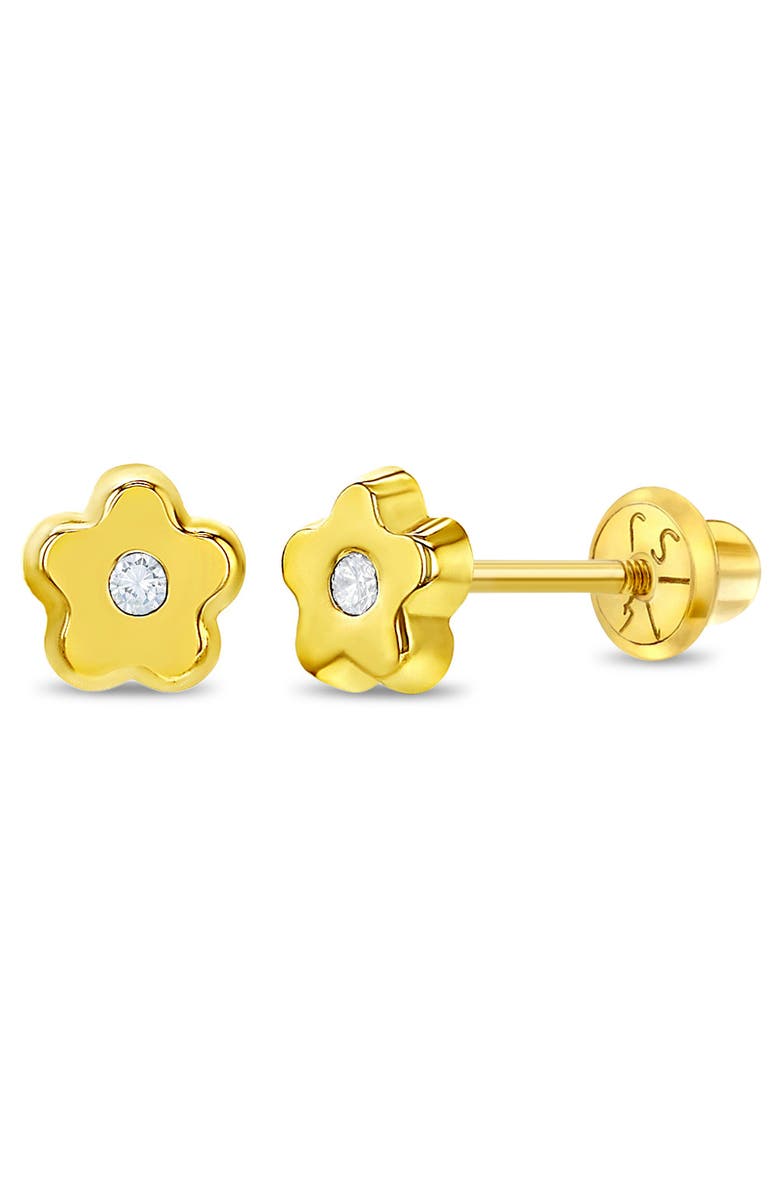 In Season Jewelry 14k Jeweled Flower Earrings, Main, color, Gold