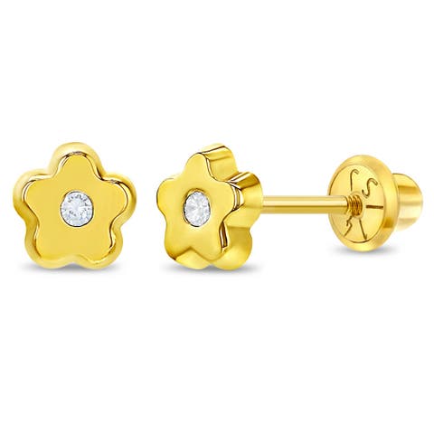 14k Jeweled Flower Earrings