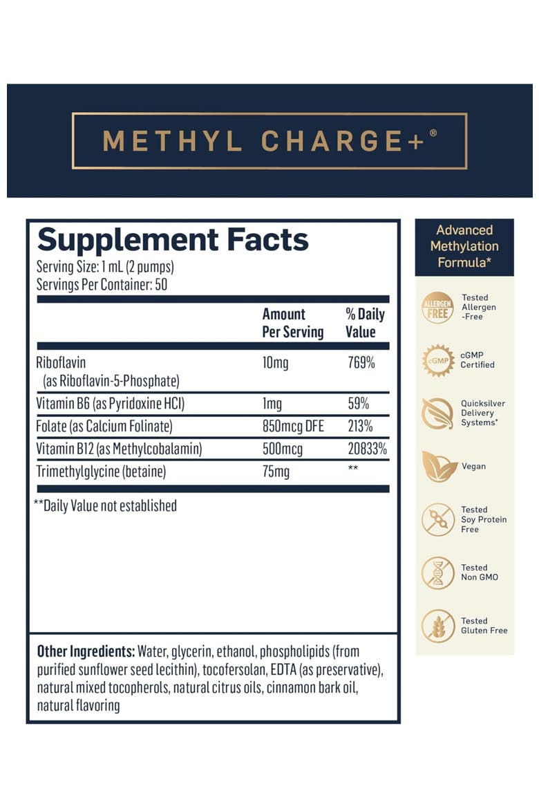 Methyl Charge Vitamin B Supplement with Folate B2 B6 and B12, Alternate, color, None