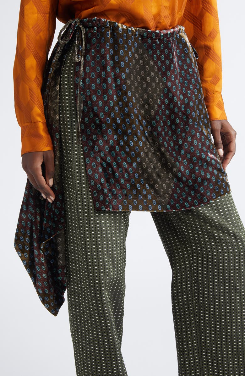 Dries Van Noten Pritty Mixed Print Satin Skirt Pants, Alternate, color, Khaki