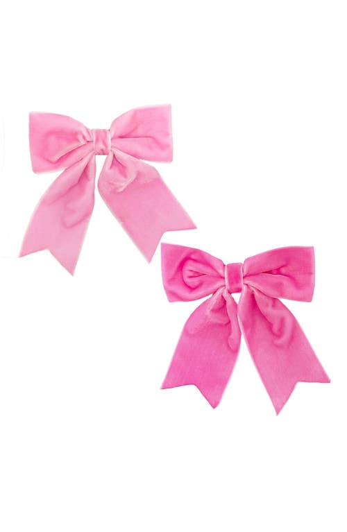 Bits & Bows Eloise Velvet Hair Bow Barrette Set In Pink
