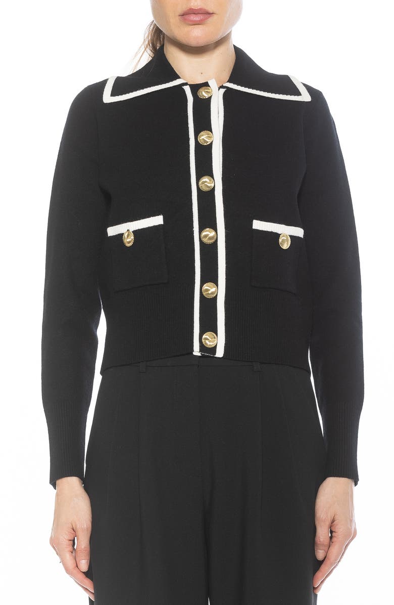 Alexia Admor Mari Tipped Sweater Jacket, Main, color, Black