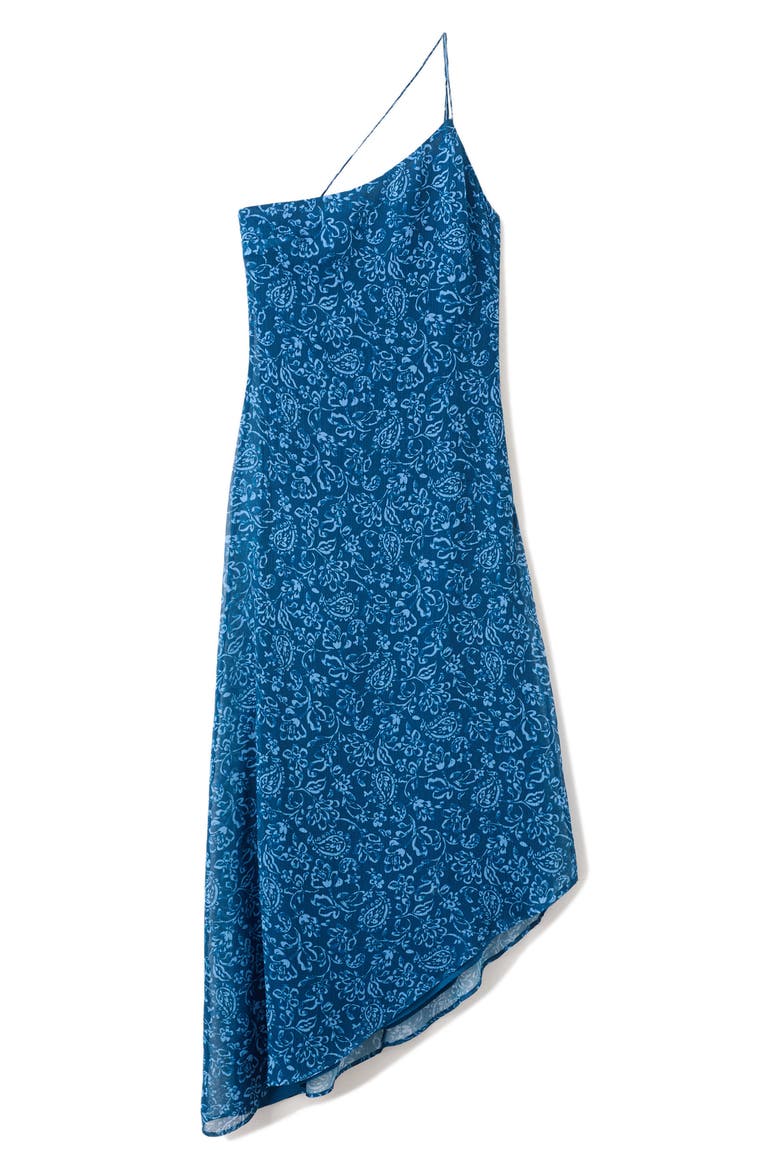 Floral Asymmetric Chiffon Dress, Main, color, TURQUOISE