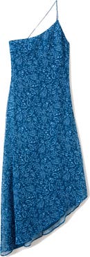 MANGO TEEN Floral Asymmetric Chiffon Dress