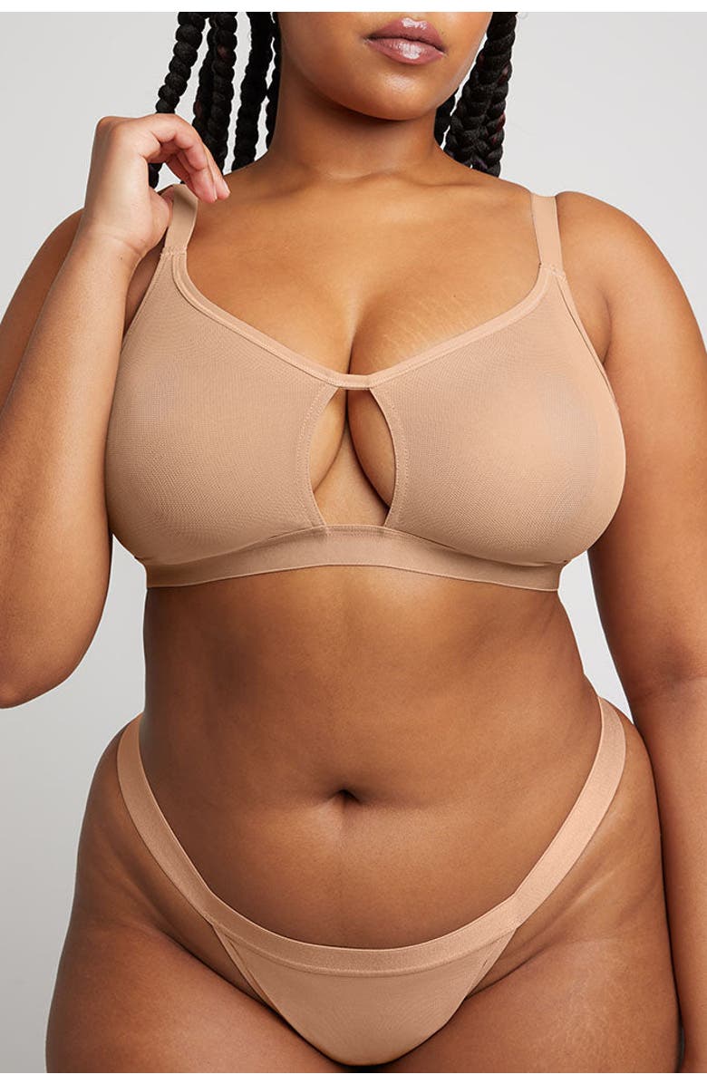 Negative Underwear Sieve Cutout Bra, Alternate, color, Buff