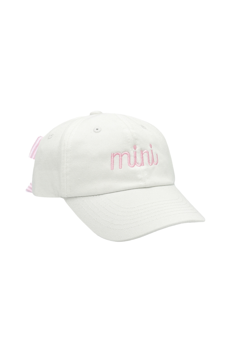 Mini Twill Bow Baseball Hat, Main, color, White