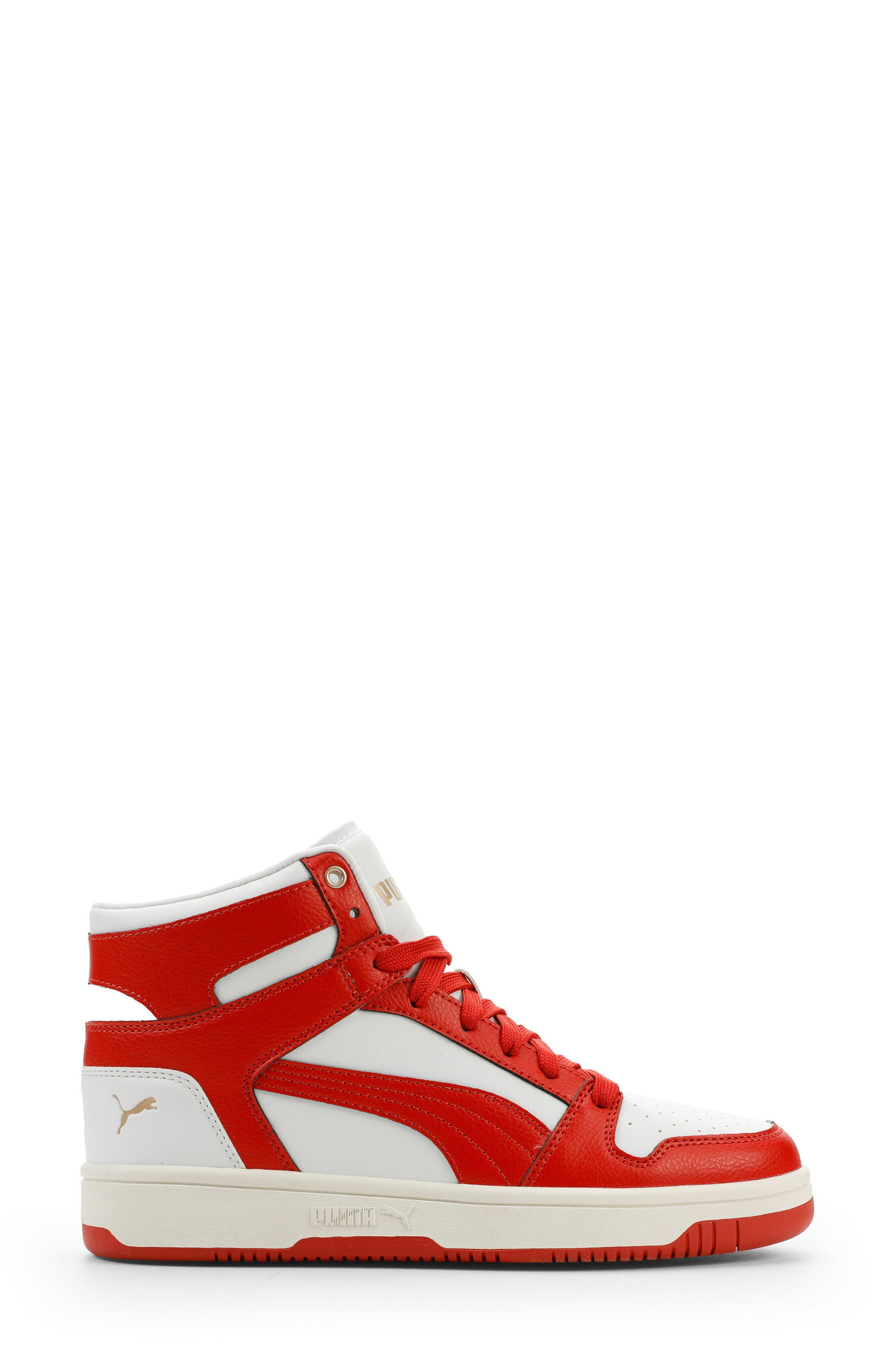 PUMA Rebound Layup High Top Sneaker, Alternate, color, Puma White/ Apple/ Gold