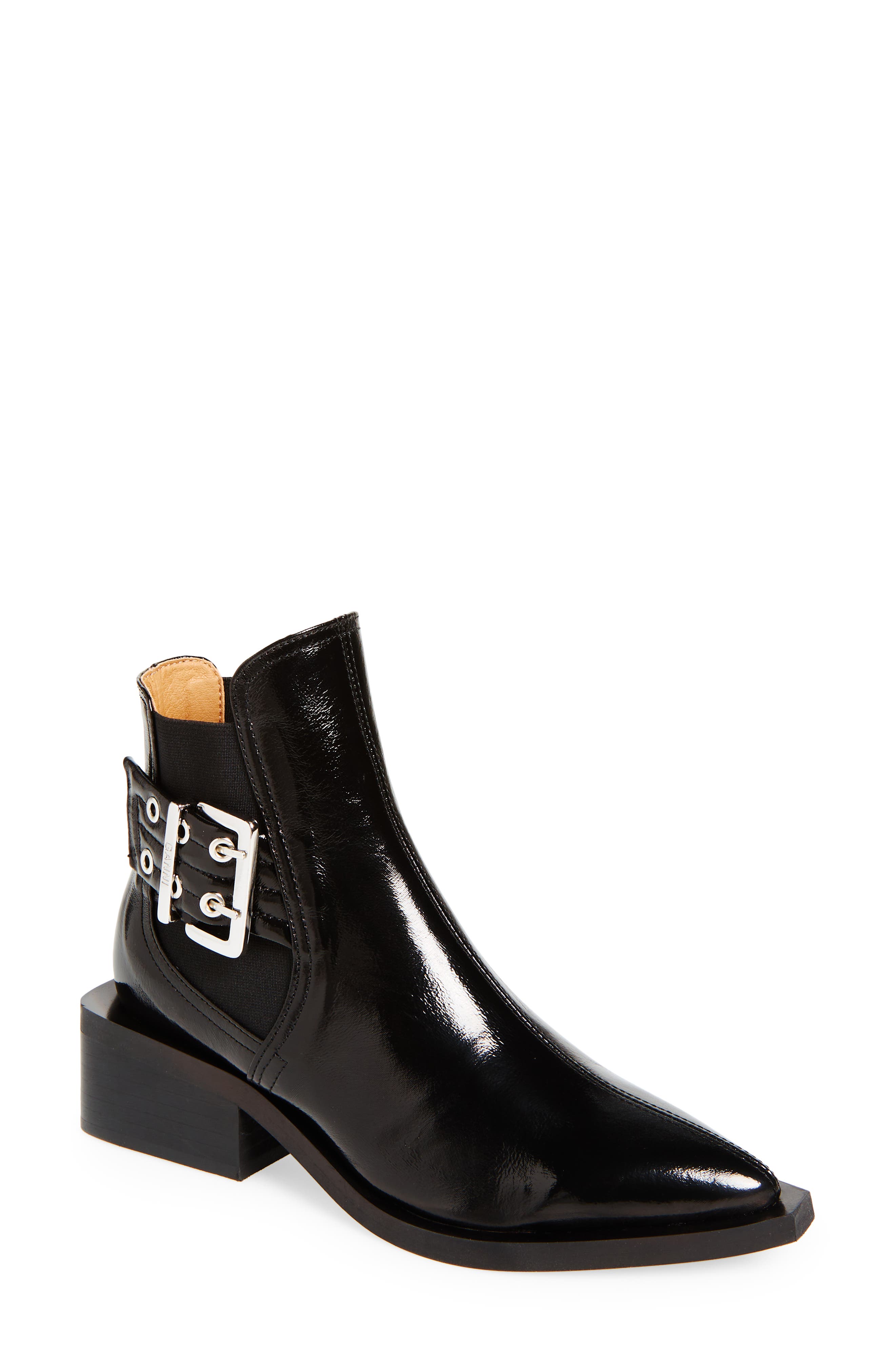 Buckle Chelsea Boot, Main, color, BLACK