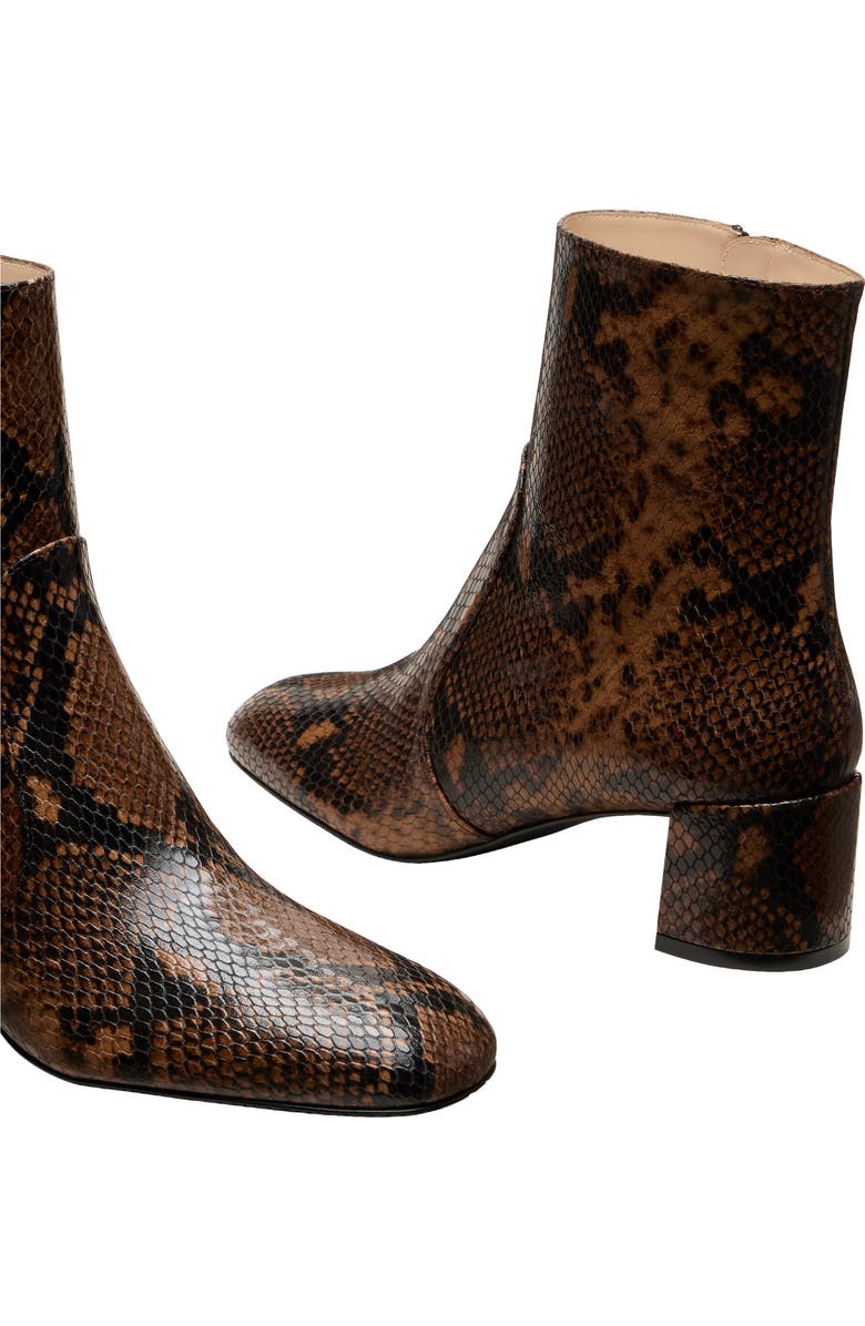 Stuart Weitzman Maeve Snakeskin Embossed Bootie, Alternate, color, Espresso