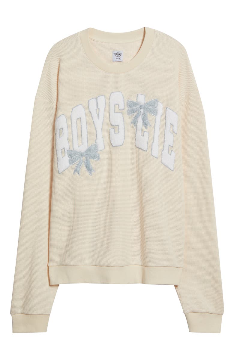 BOYS LIE Sunshine & Rainbows Kara Oversize Waffle Knit Sweatshirt, Alternate, color, Peach