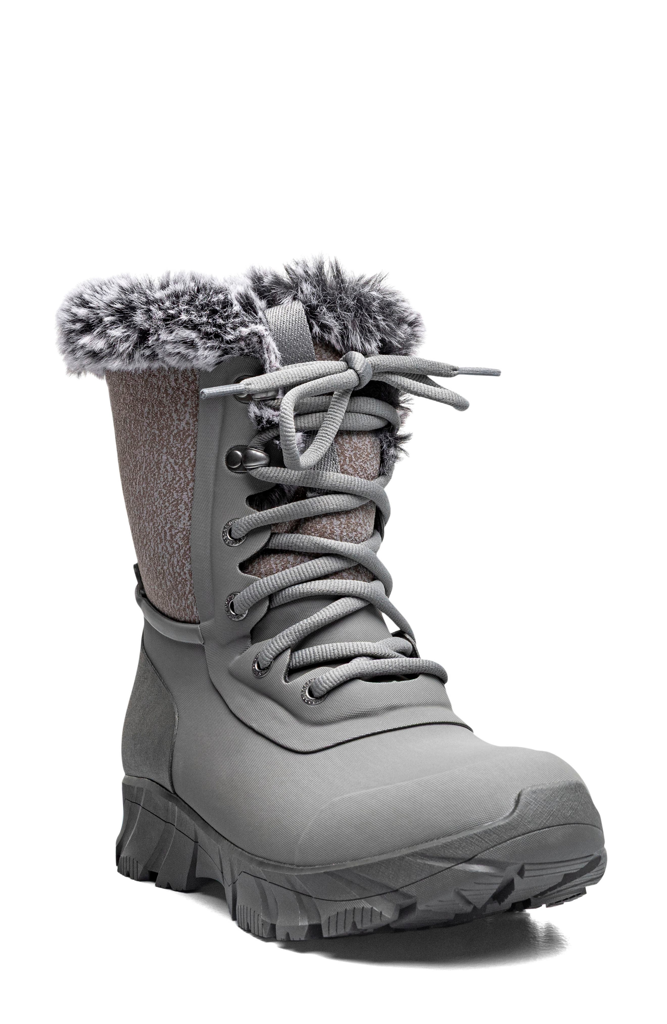 Arcata II Faux Fur Lined Waterproof Lace-Up Boot, Main, color, GRAY MULTI