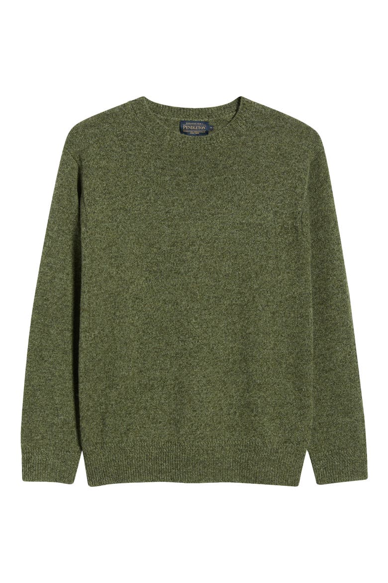 Shetland Wool Crewneck Sweater, Alternate, color, OLIVE HEATHER