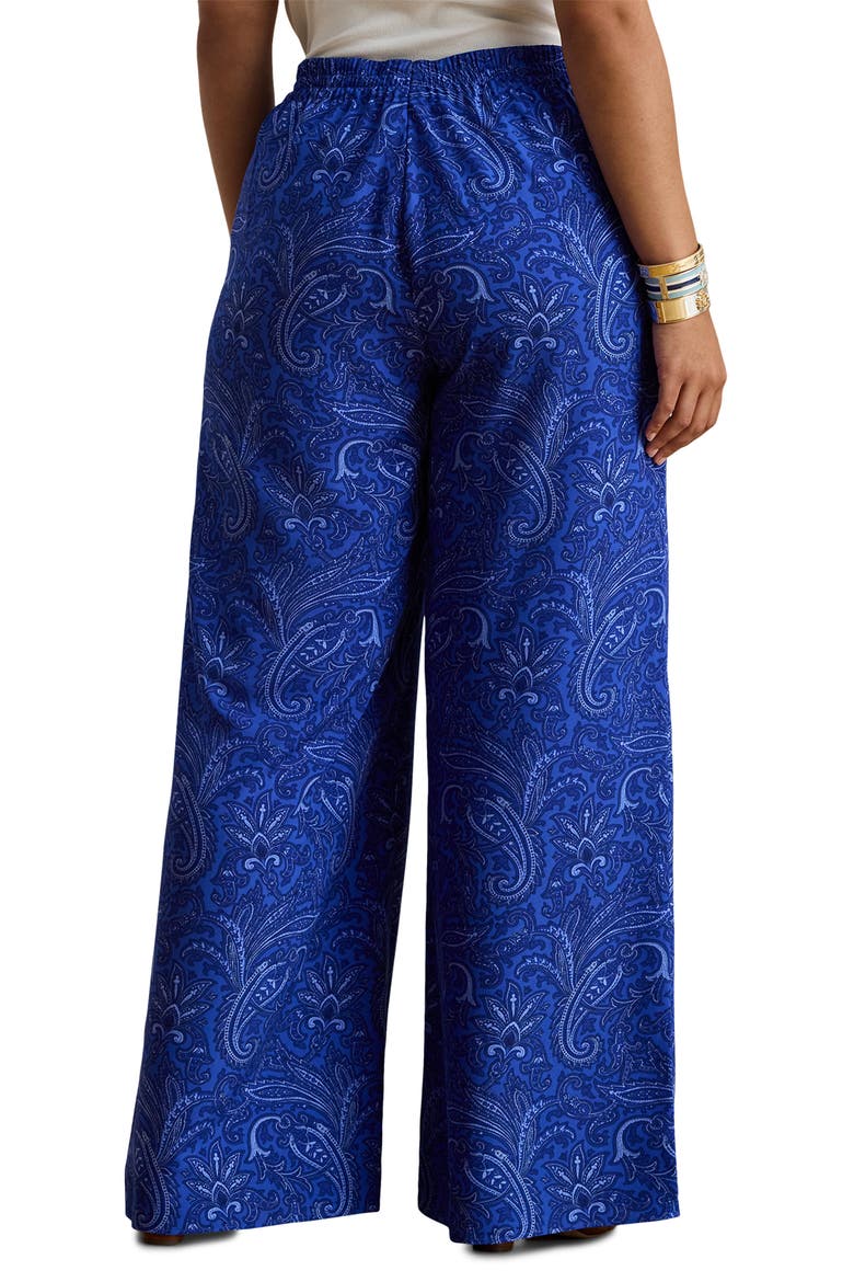 Floral Print Wide Leg Pants, Alternate, color, BLUE/ MULTI
