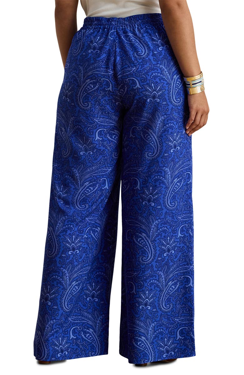 Lauren Ralph Lauren Floral Print Wide Leg Pants, Alternate, color, Blue/ Multi