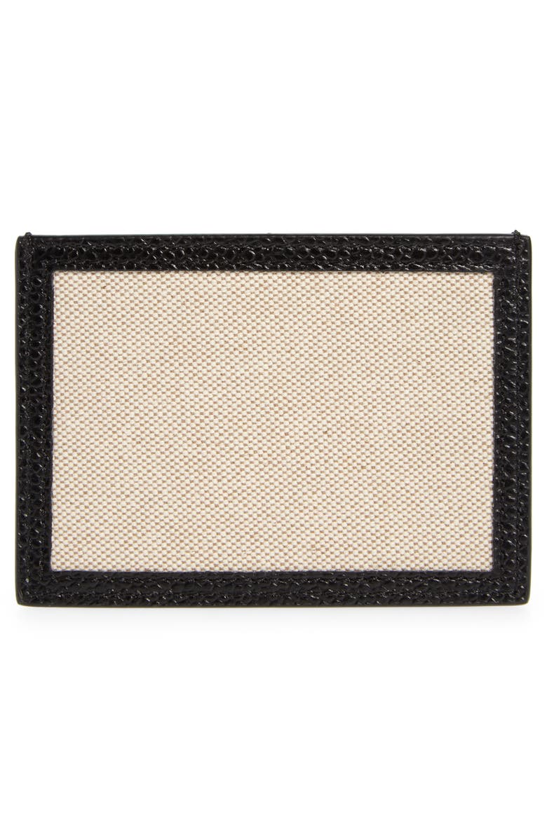 Thom Browne Grained Leather & Canvas Card Holder, Alternate, color, 