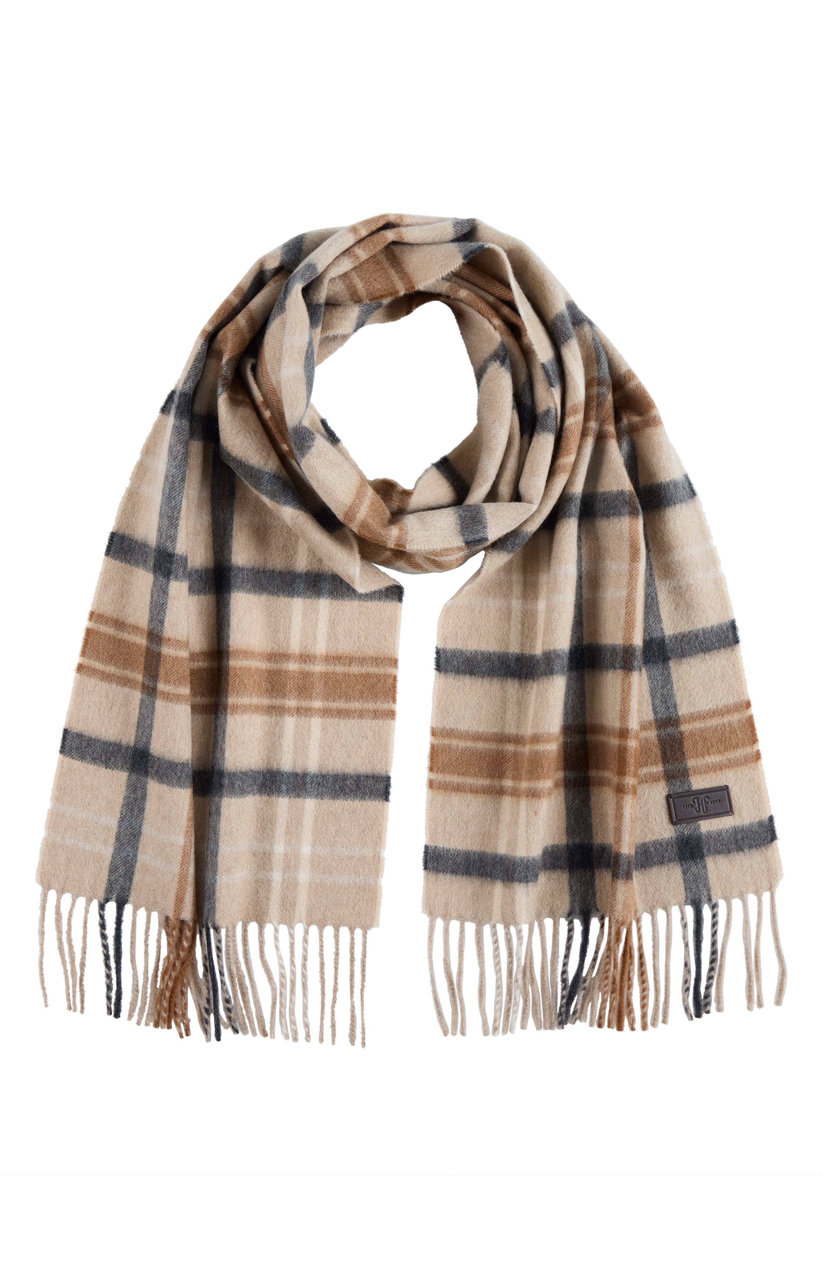Hickey Freeman Plaid Cashmere Scarf
