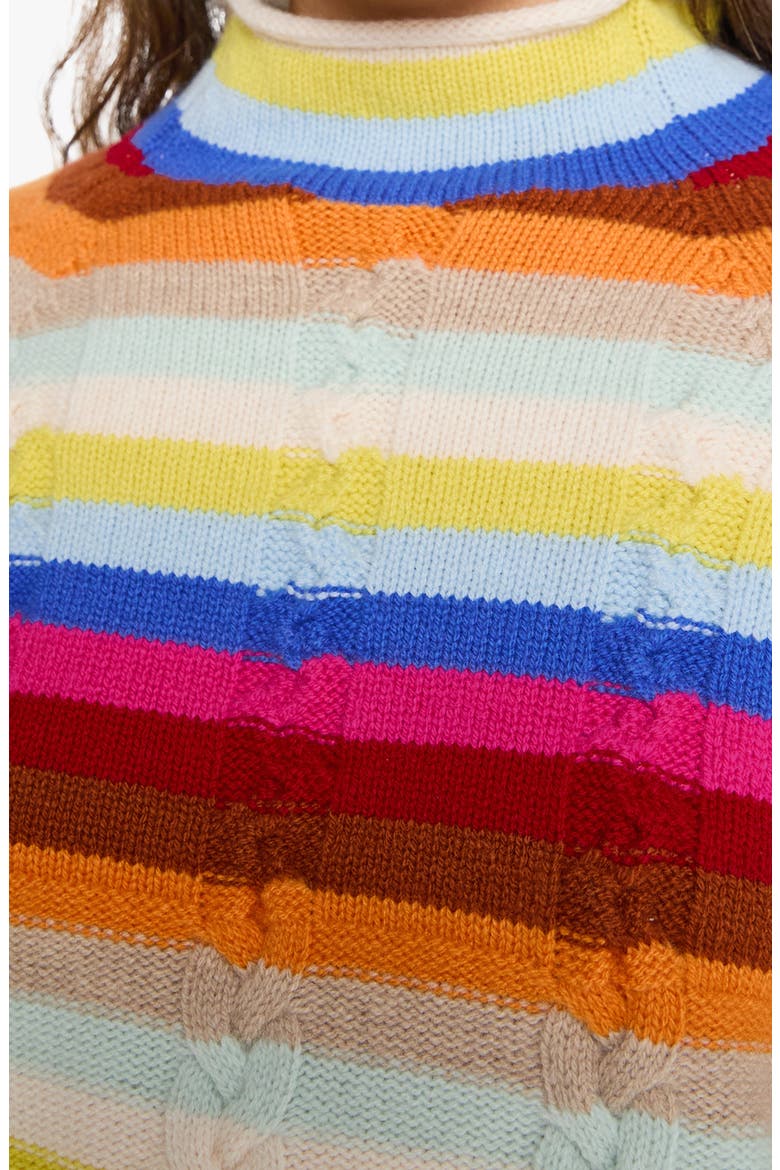 The Concert Hicky Mock Neck Cable Knit Sweater, Alternate, color, MULTI RAINBOW