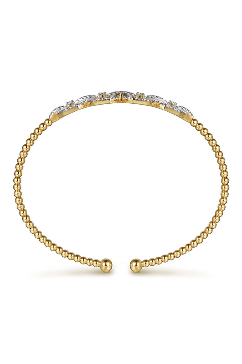 Bujukan Geometric Diamond Beaded Cuff Bracelet, Alternate, color, GOLD