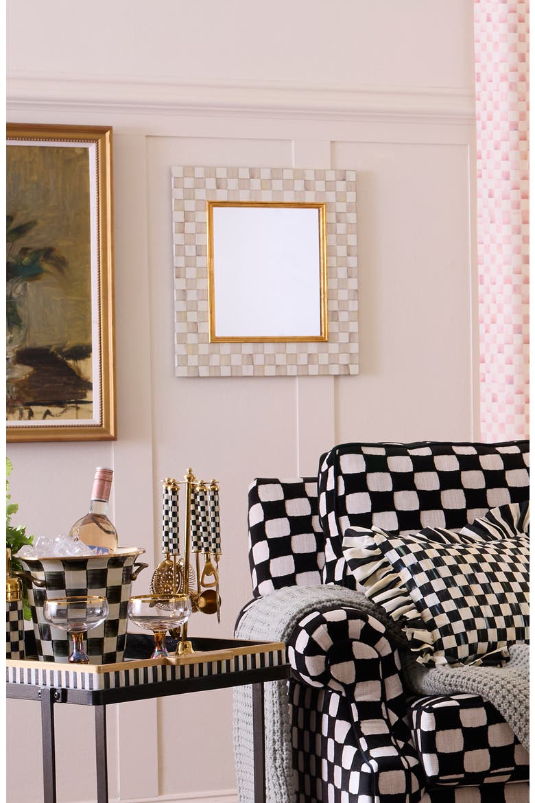 Mocha Check Enamel Wall Mirror, Alternate, color, MOCHA
