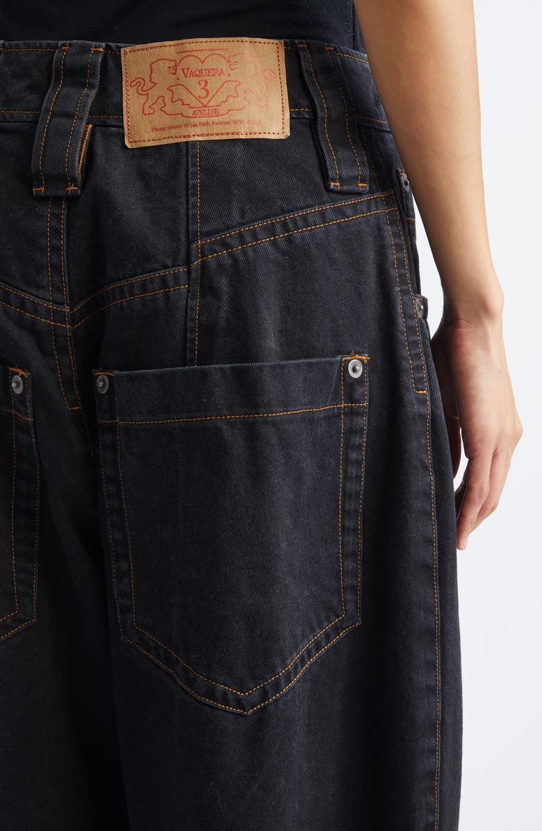 Vaquera Baby Oversize High Waist Cuffed Wide Leg Jeans, Alternate, color, Black 1