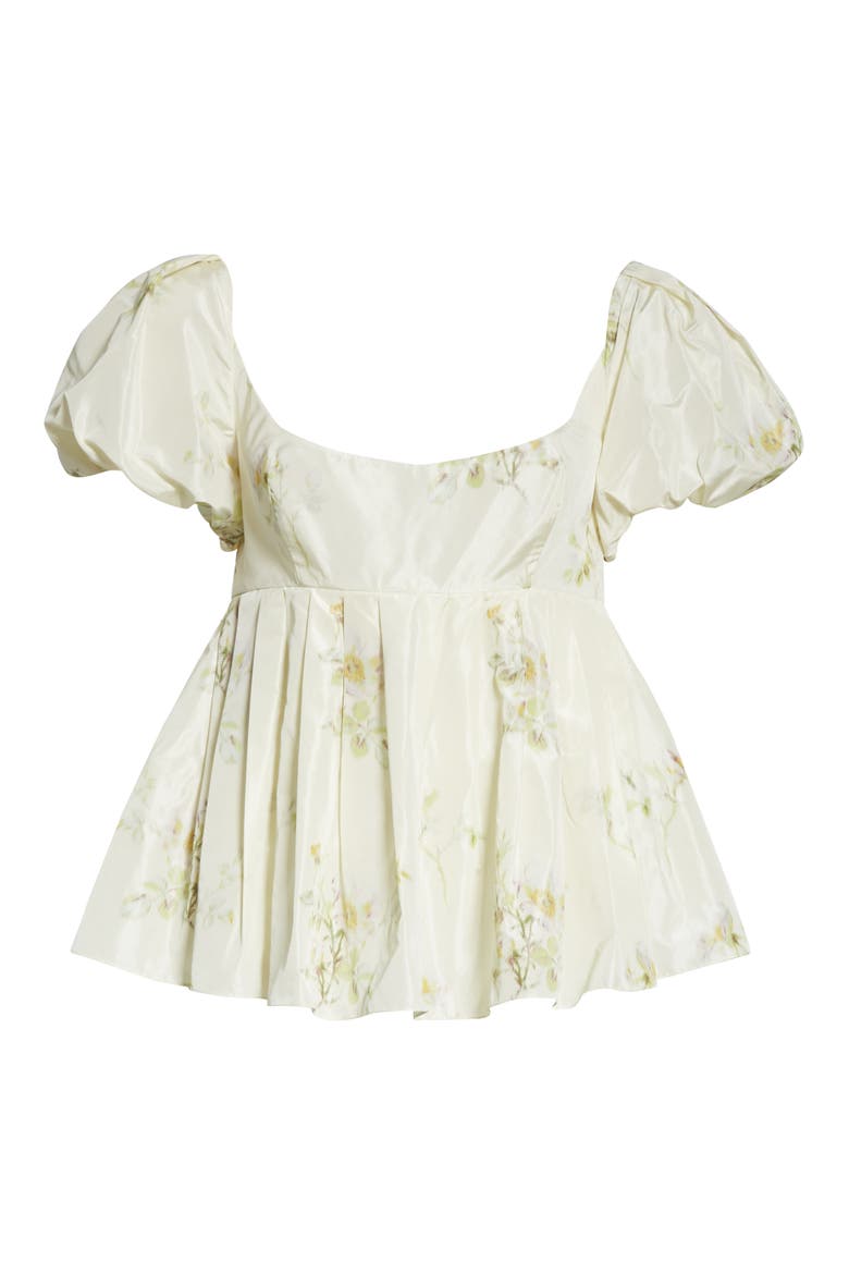 Floral Print Babydoll Top, Alternate, color, NATURAL