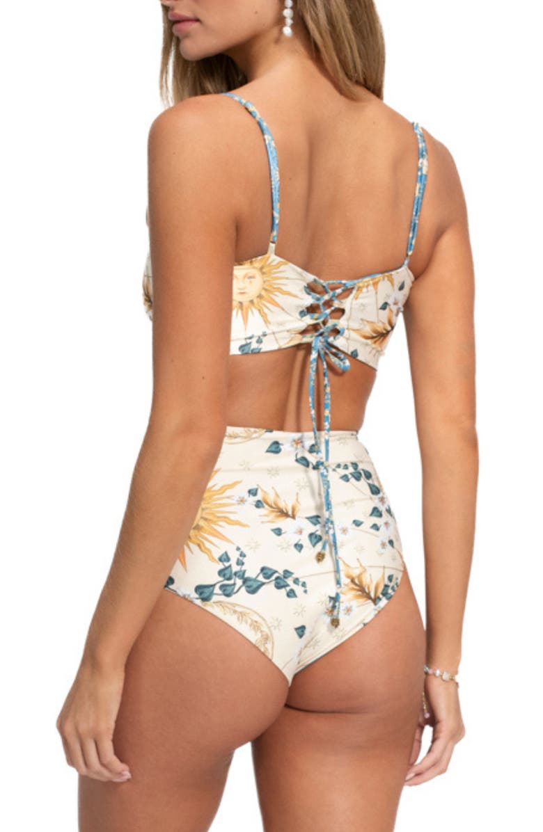 Agua Bendita Juls Solstice Reversible High Waist Bikini Bottoms, Alternate, color, White