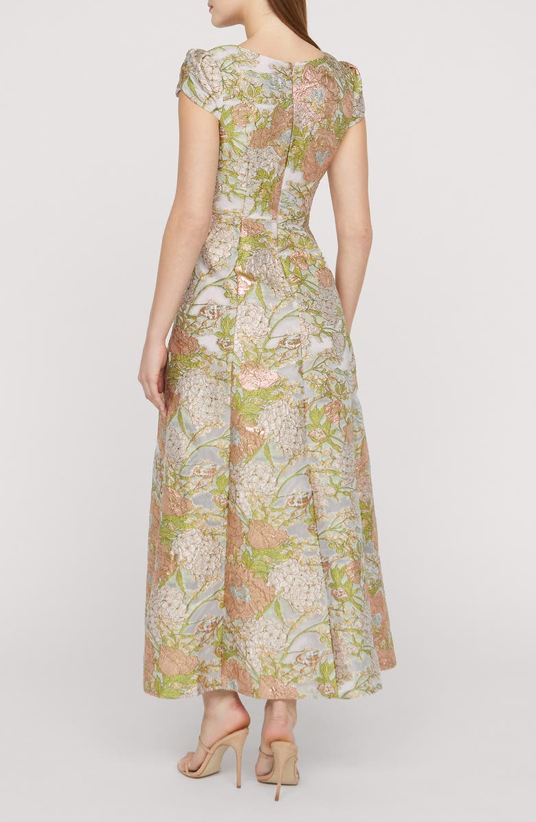 JS Collections Ruthanne Metallic Floral Jacquard Gown, Alternate, color, Blush/ Multi