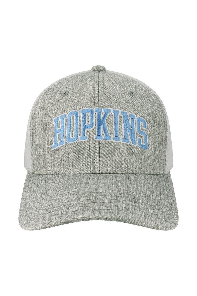 Men's Heather Gray/White Johns Hopkins Blue Jays Arch Trucker Snapback Hat, Alternate, color, Heather Gray