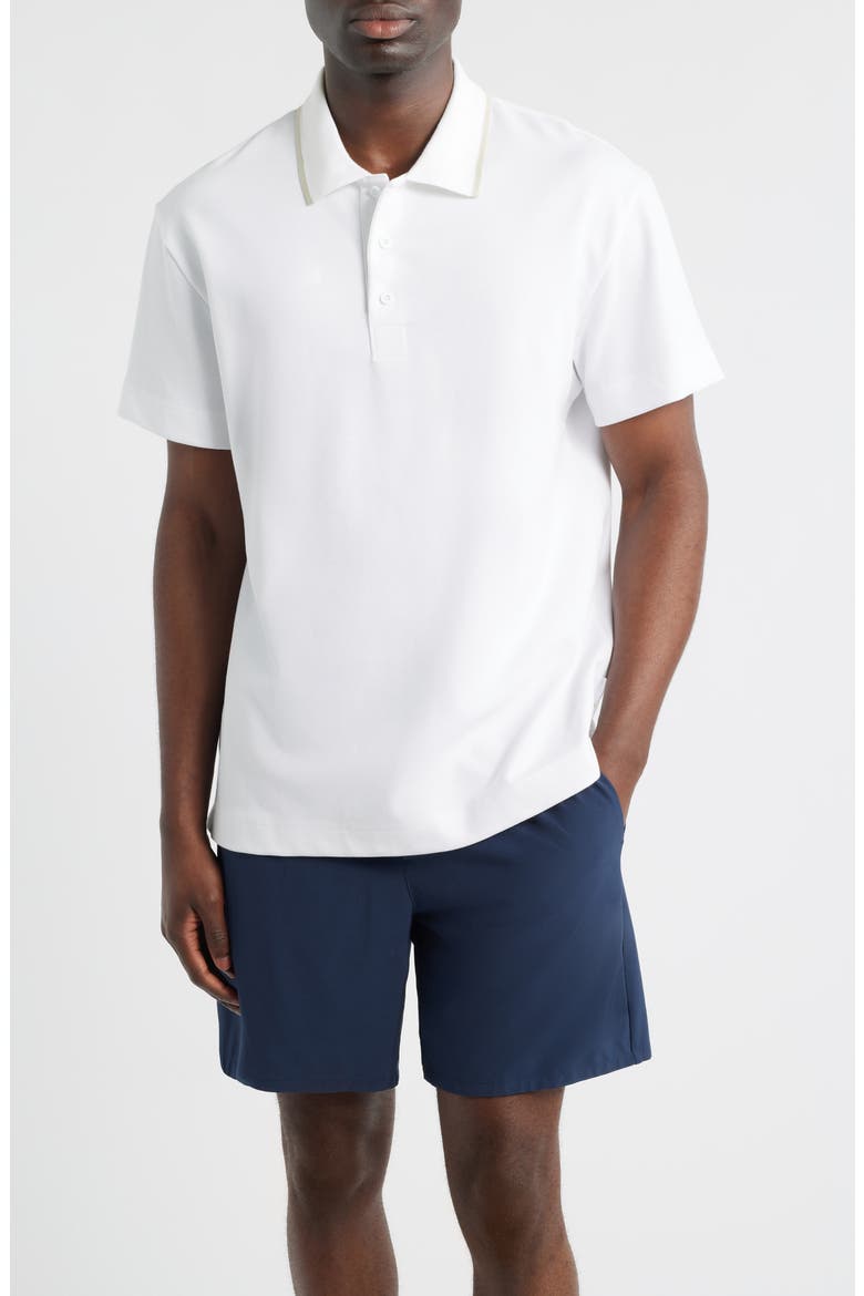Courtside Tipped Piqué Polo, Main, color, WHITE/ SAND