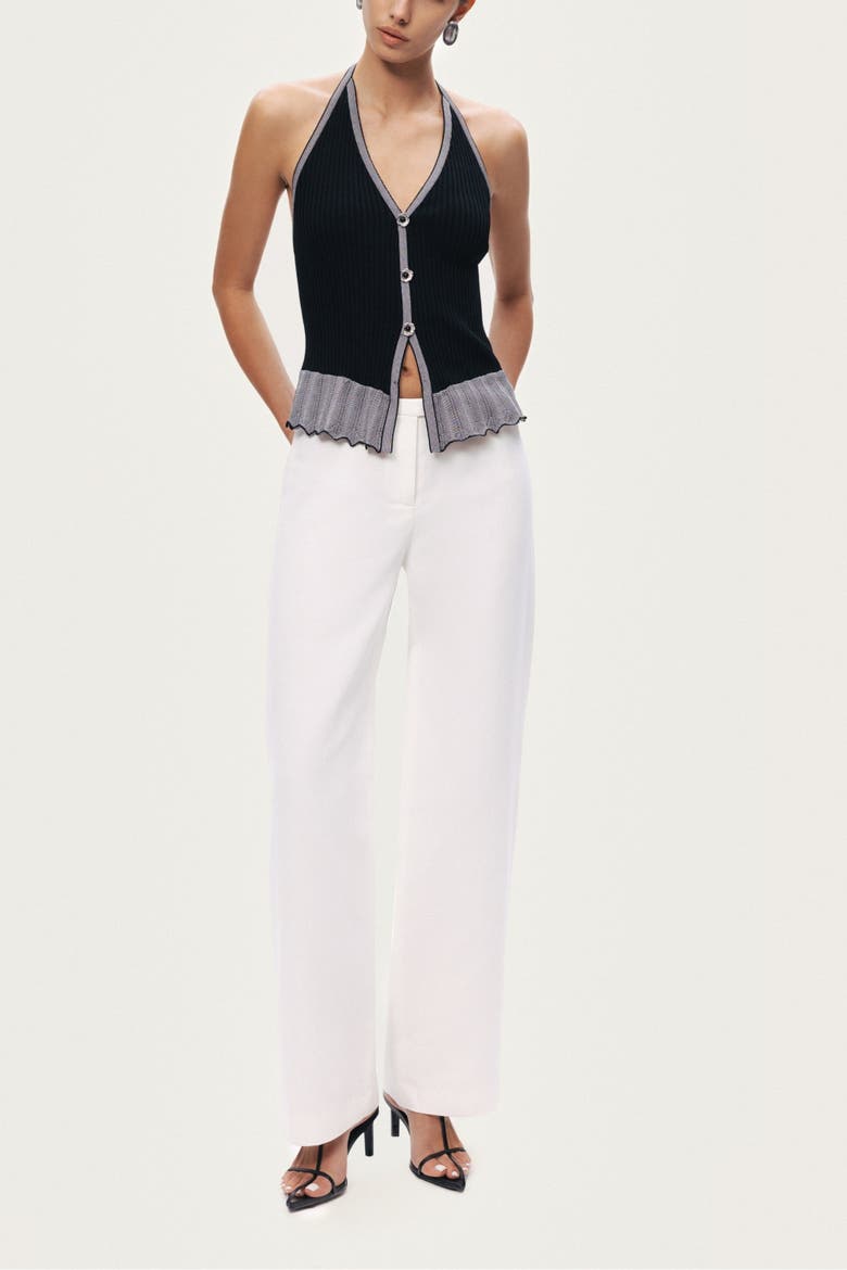 Halter Ribbed Knit Top, Alternate, color, Black