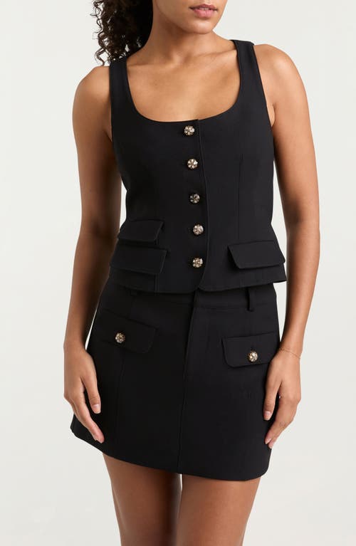Cinq À Sept Lovina Crystal-button Vest In Black
