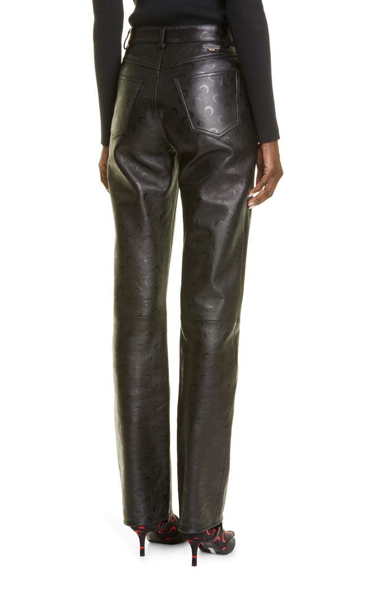 Marine Serre Moon High Waist Straight Leg Leather Pants, Alternate, color,