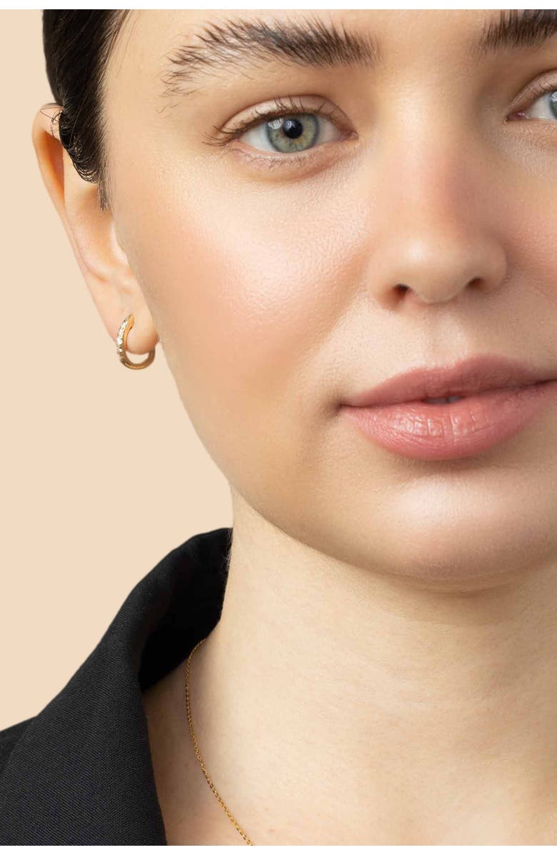 Oradina 14K Gold Regal Diamond Huggies, Alternate, color, White Gold - Diamonds