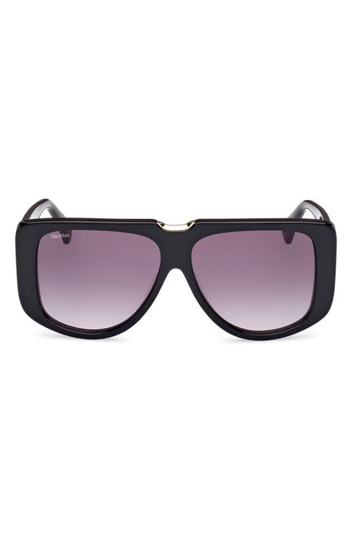 Max Mara Spark 57mm Polarized Shield Sunglasses In Black