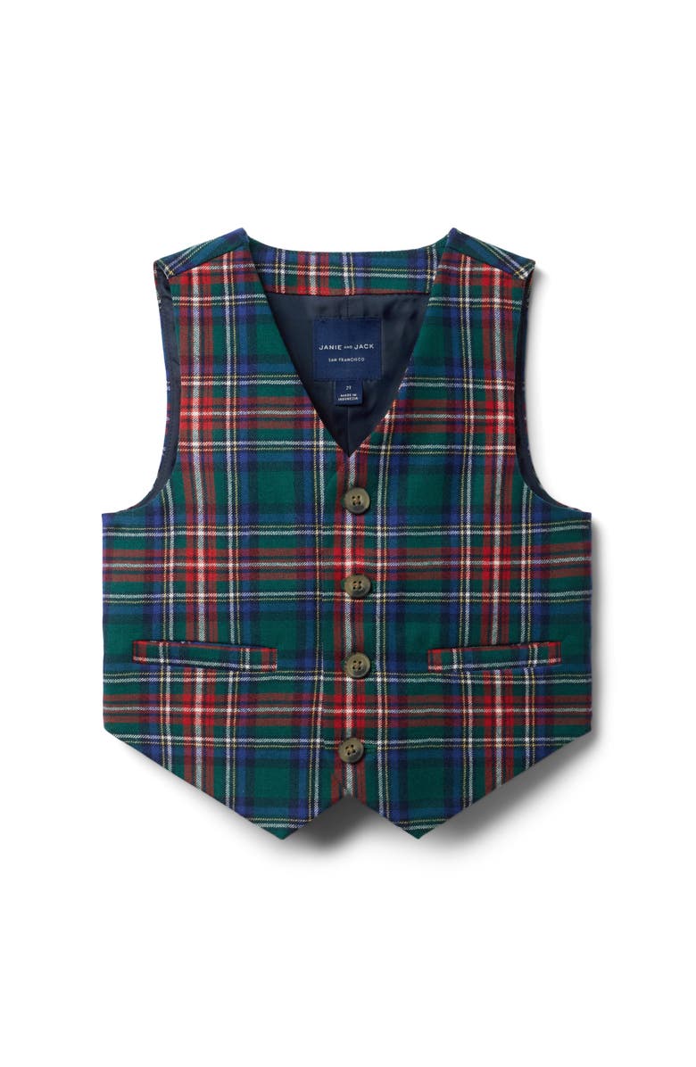 Janie and Jack The Tartan Vest, Main, color, Green