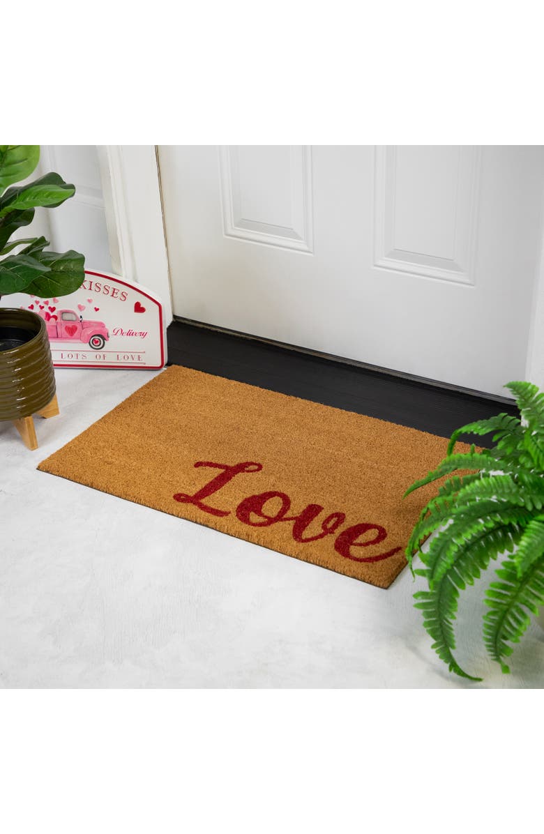 Northlight Natural Coir "Love" Outdoor Doormat 18" x 30", Alternate, color, Brown