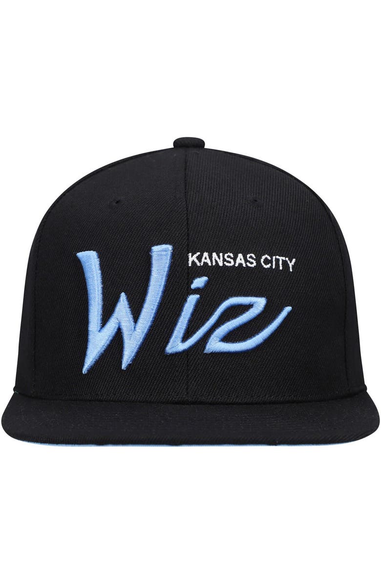 Mitchell & Ness Men's Mitchell & Ness Sky Blue Kansas City Wiz Historic Logo Since '96 Foundation Script Snapback Hat, Alternate, color,