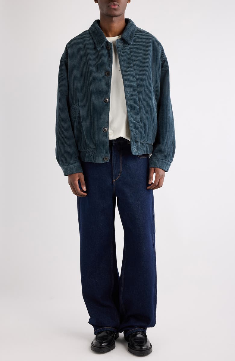 Isabel Marant Nelvil Oversize Corduroy Button-Up Jacket, Alternate, color, Storm Blue