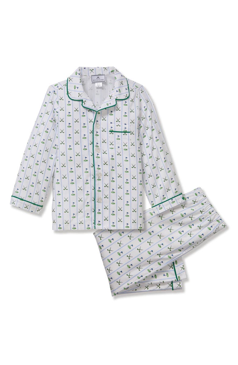 Petite Plume Classic Brushed Twill Two-Piece Pajamas, Main, color, 