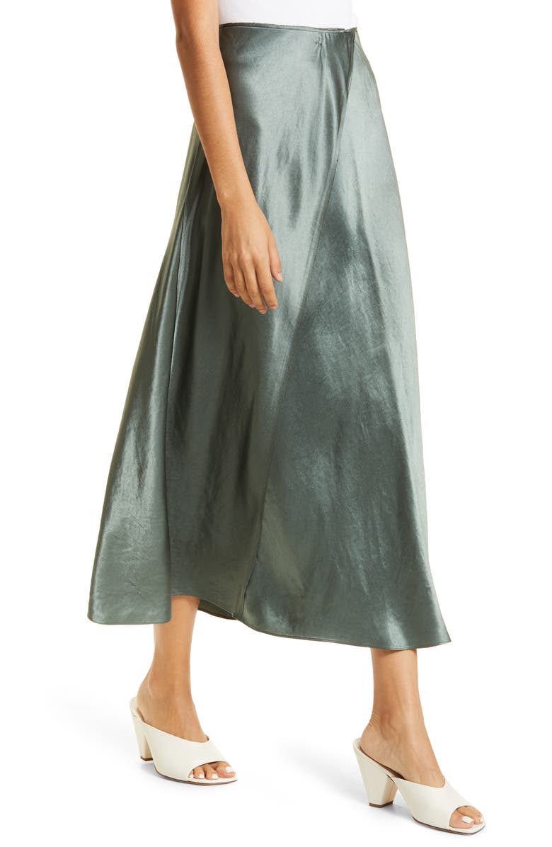 Vince Raw Edge Paneled Satin Slip Skirt, Alternate, color, 