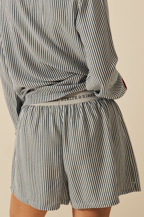 Stripe & Stare Ecovero Pyjama Shorts In Blue