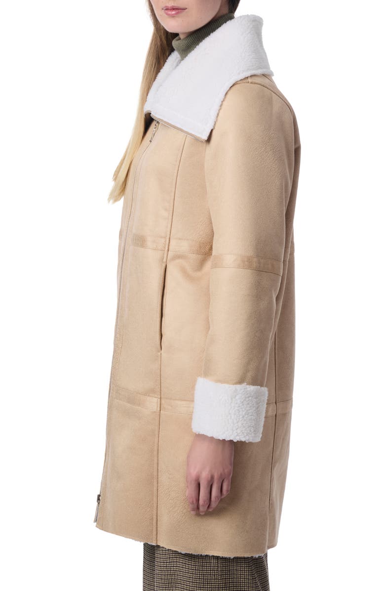 Bernardo Faux Leather & Faux Fur Reversible Coat, Alternate, color, Tan/ Cream