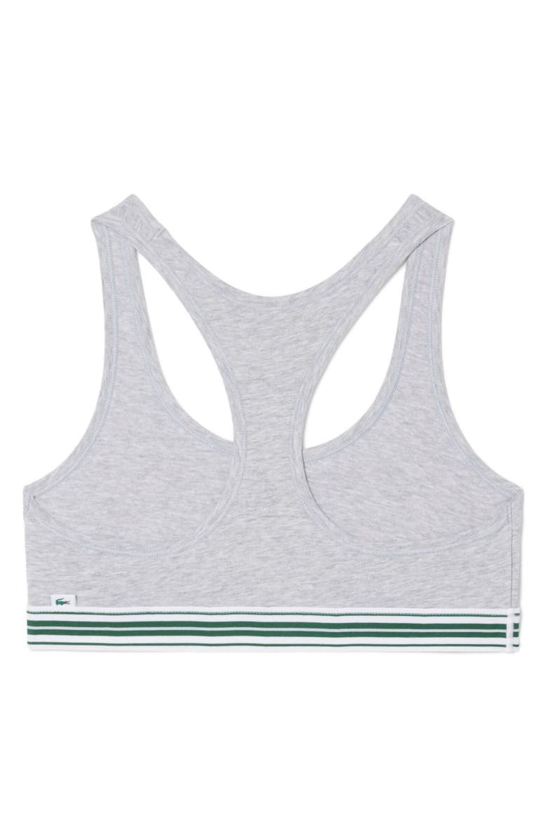 Lacoste Racerback Padded Stretch Cotton Bralette, Alternate, color, Silver Chine