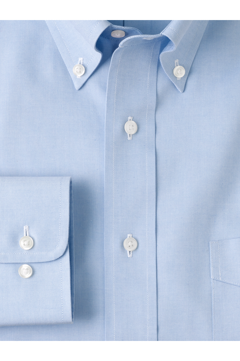 Slim Fit Non-iron Cotton Pinpoint Solid Button Down Collar Dress Shirt, Alternate, color, Blue
