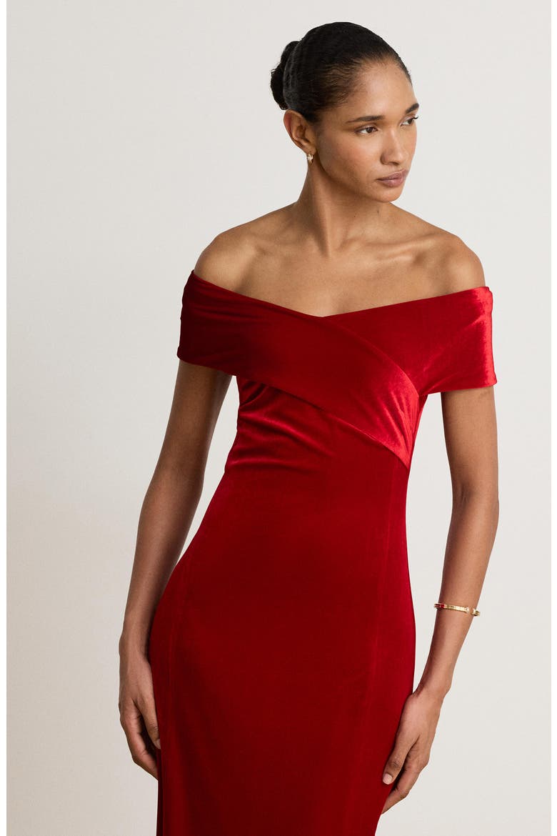 Luxe Velvet Column Dress, Alternate, color, LAUREN RED VELVET