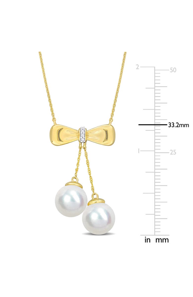 Julianna B. Cultured Pearl & Diamond Bow Necklace 10k, Alternate, color, White Fw Pearl