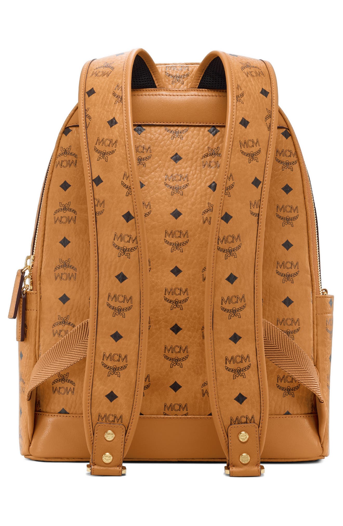 MCM Stark 40 Visetos Backpack, Alternate, color, Cognac