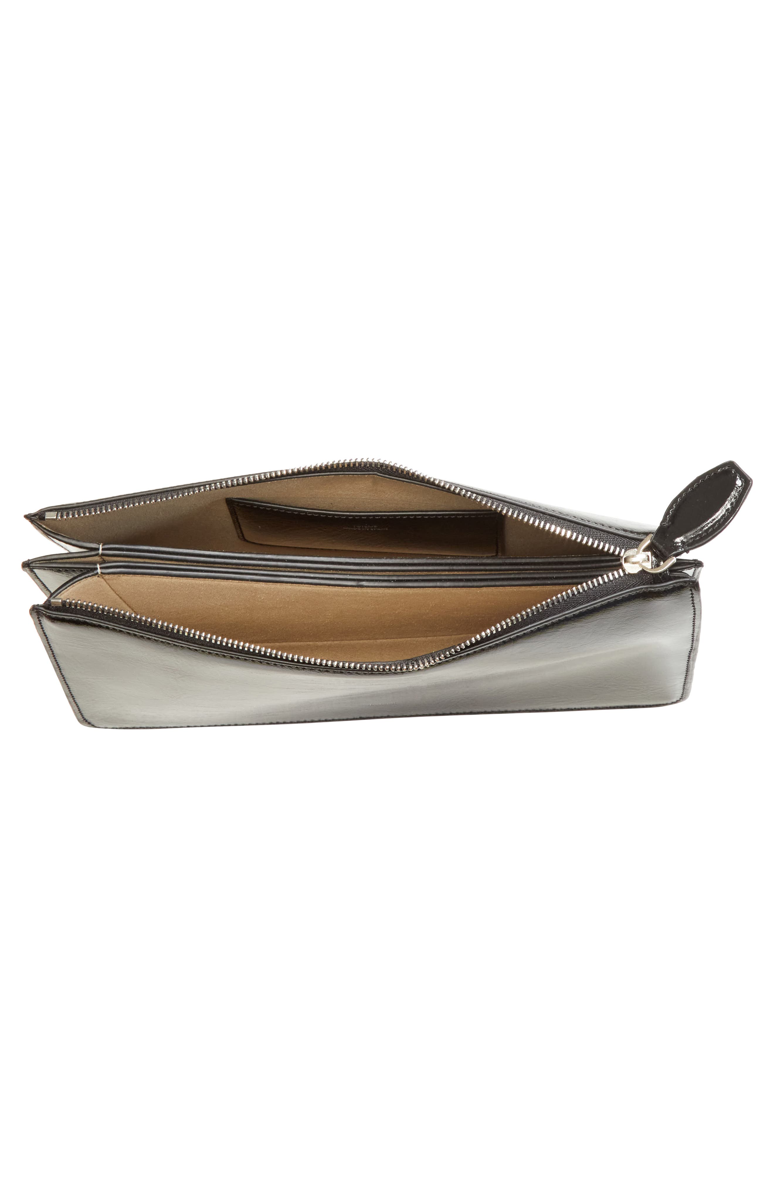 TOTEME Threefold Naplak Leather Clutch, Alternate, color, Black