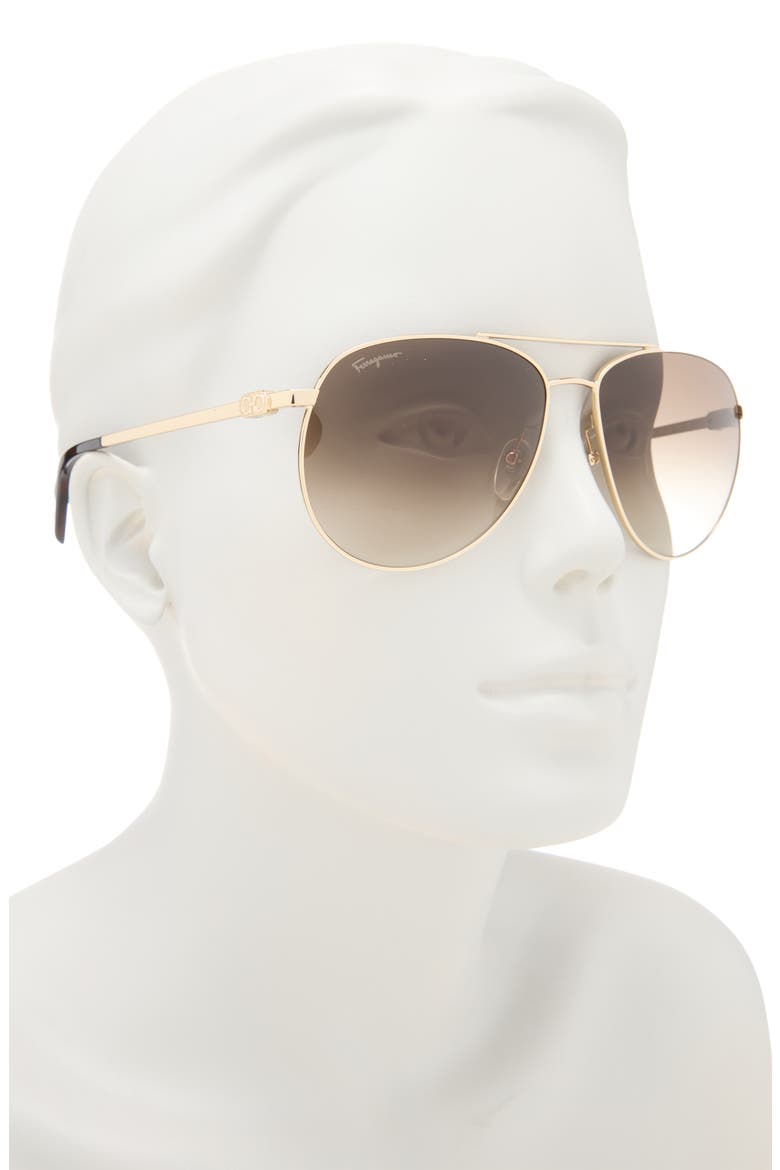 60mm Aviator Sunglasses, Alternate, color, GOLD