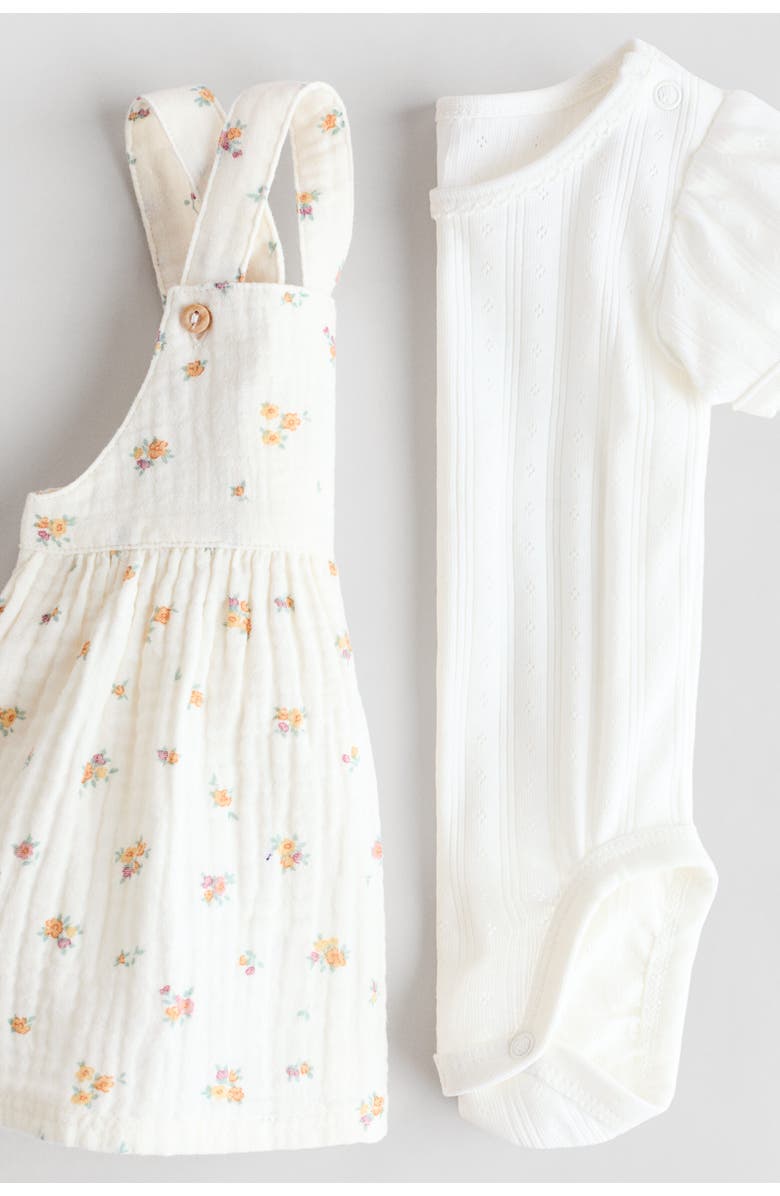 H&M 2-piece Dress And Bodysuit Set, Alternate, color, Cream/Floral